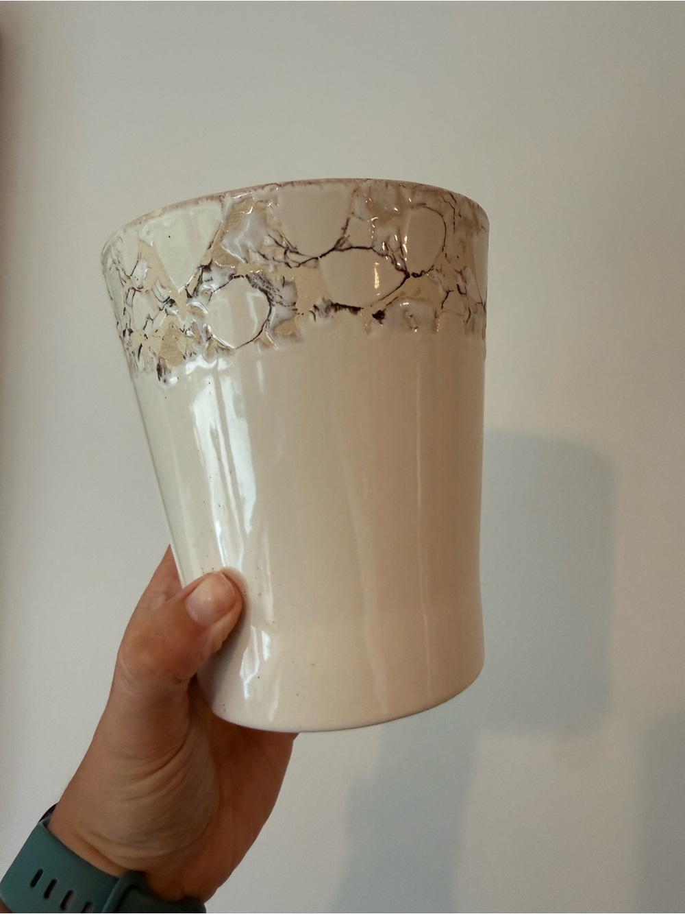 MCM cream speckled handmade cream planter
